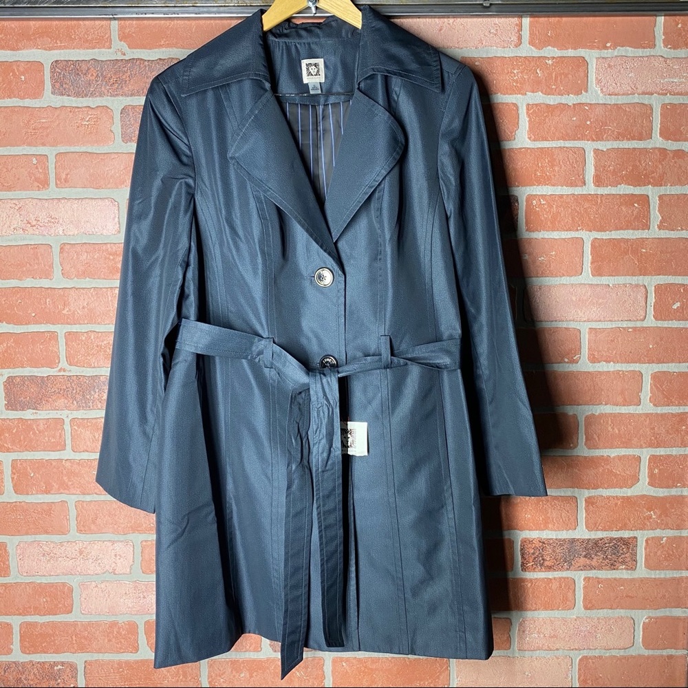 Anne Klein black trench coat size XL